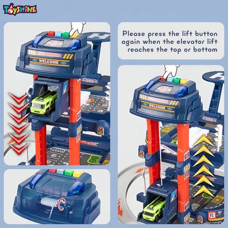 Toyshine 78-Piece DIY City Ramp Race Track with Parking Lot Elevator, Interactive Puzzle Toy