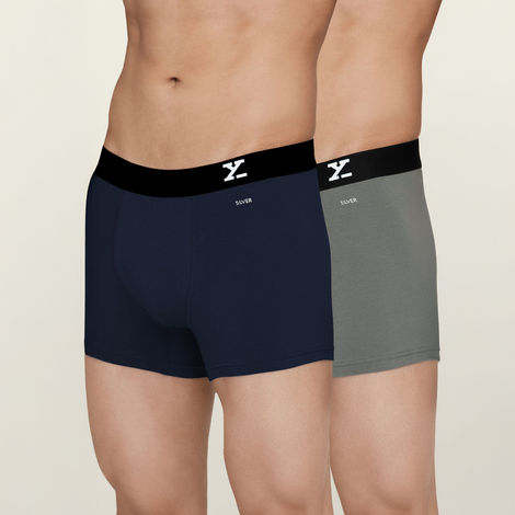 XYXX Aero Intellifresh Combed Cotton Solid Trunk | Men's Innerwear | Pack of 2 | Multicolor - M