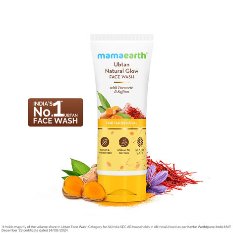 Mamaearth Ubtan Face Wash With Turmeric & Saffron For Tan Removal | Skin Brightening