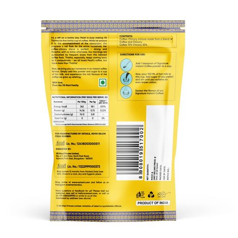 VS Mani Signature Instant Coffee | South Indian Blend | 70:30 Blend