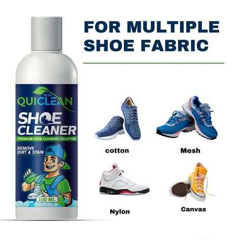 Quiclean Shoe Cleaner Kit With Brush | Best For WHite Shoes, Nubuck, Canvas, Sports Sneakers