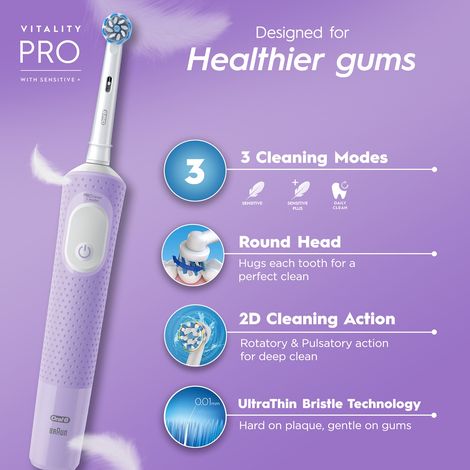 Oral B Vitality Pro With Sensitive Plus Rotating Electric Toothbrush 3 Brushing Modes Protimer