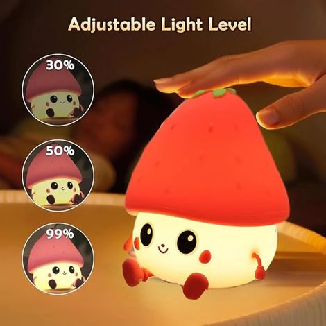 Desidiya Strawberry Night Light For Kids, Usb Rechargeable Red Lamp