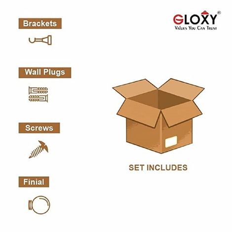 Gloxy SS& ABS Curtain Bracket Parda Holder | Support 1 in Rod Support Fittings | Brown, Pair of 6