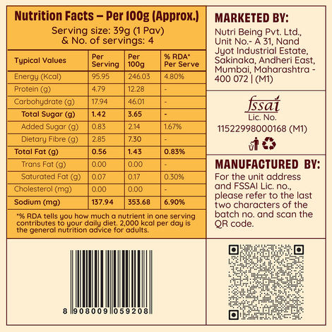The Health Factory Zero Maida Bombay Pav | Clean Label - Not Brown