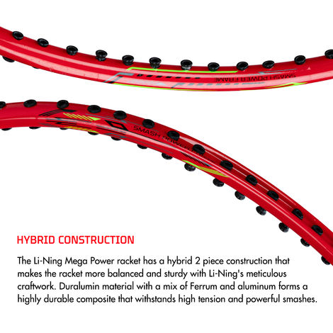 Li-Ning Mega Power Mp8 Badminton Racket- Fire Red (Strung)