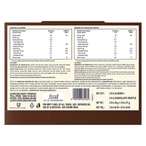 Kwality Walls Magnum Mini Multipack Almond And Chocolate Truffle Ice Cream Stick