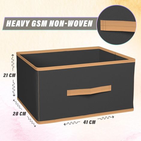 Kuber Industries Foldable Storage Boxes (Pack of 6) | Multipurpose Organizer for Clothes|Black