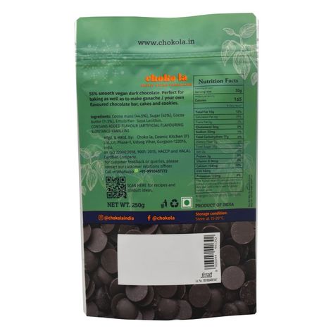 Chokola Dark 55% Baking Chocolate Buttons