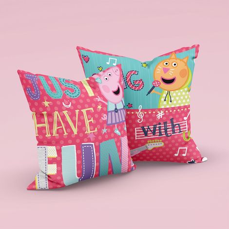 Sassoon Peppa Pig Reversible Printed Filled Cushion | Pink | 40 x 40 cm