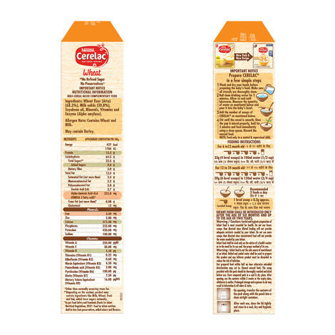 Nestle CERELAC Wheat Baby Food Cereal, No Refined Sugar & No Preservatives