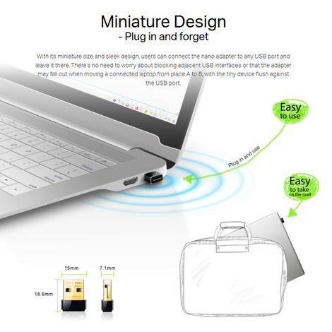 TP-Link TL-WN725N 150Mbps Wireless Network Nano USB Adapter for PC - Black