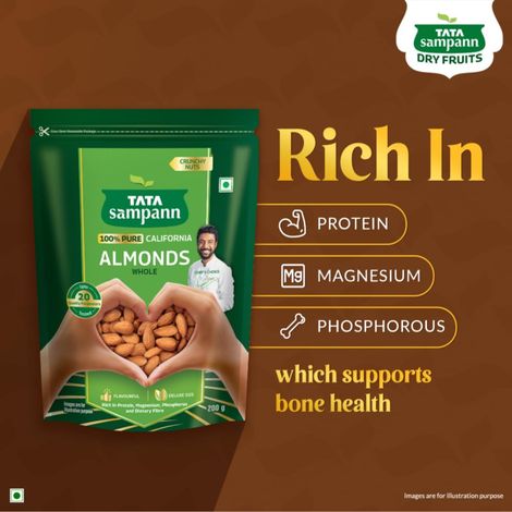 Tata Sampann 100% Pure California Almonds/Badam Giri Whole Premium Quality