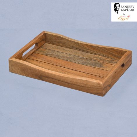 Sanjeev Kapoor by Oggn Wooden Taliya Ziri Tray 12x8 | Live Edge