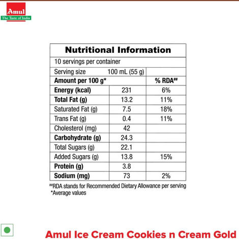 Amul Gold Cookies & Cream Ice Cream Tub