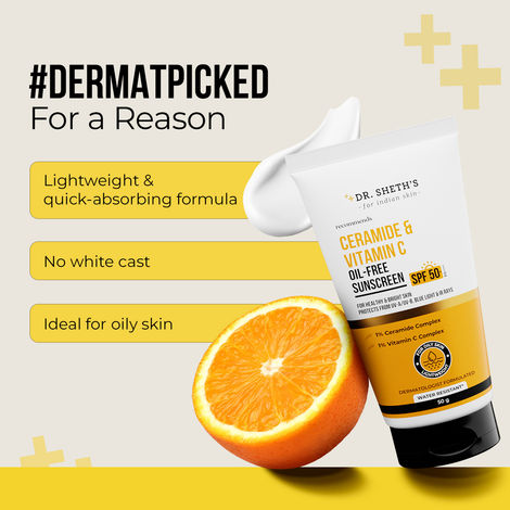 Dr. Sheth'S Ceramide & Vitamin C Oil-Free Sunscreen Spf 50+ Pa++++ For Oily Skin