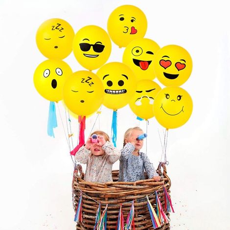 Party Propz Printed Face Expression Latex Rubber Balloon, 25 Pcs Emoji Balloons | Yellow