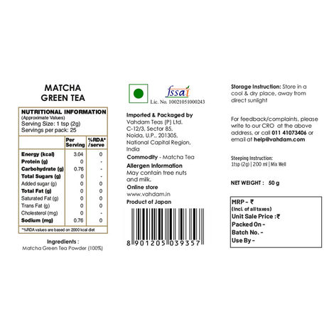 Vahdam Japanese Matcha Green Tea
