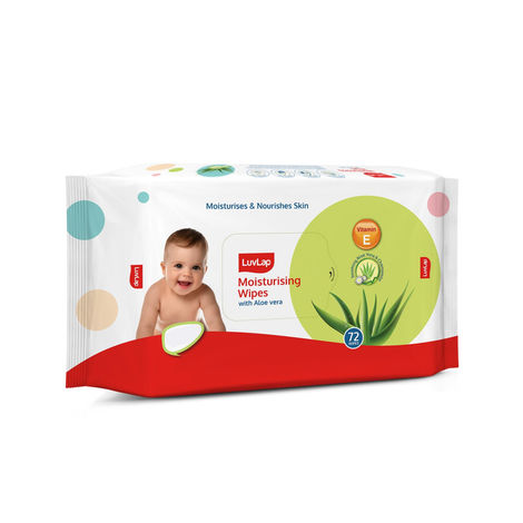 LuvLap Moisturising Wet Wipes with Lid, with Aloe Vera, Vitamin E & Chamomile