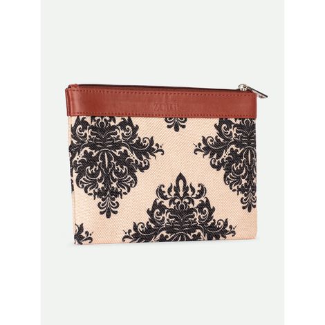 Zouk Unisex Vegan Leather Pouch | Cream and Black