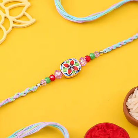 Floral Vibrant Crystal Rakhi (Floweraura)