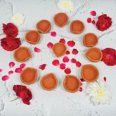 Eco Friendly Mitti Diya | Brown | Clay Diya | Pack Of 12 | Mangal Bhawan