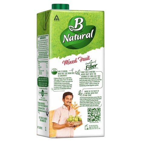 B Natural Mixed Fruit Juice, 100% Pulp, No Concentrate