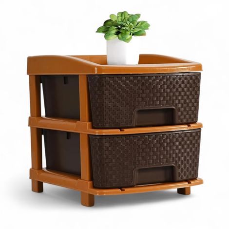 Kuber Industries Modular 2-Layer & 19 L Plastic Drawer Storage Organiser | Chocolate Brown