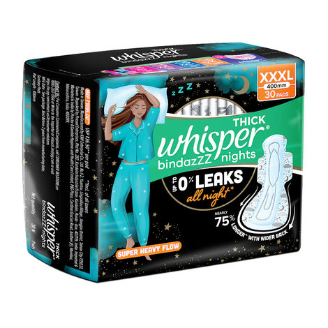 Whisper Bindazzz Nights Sanitary Pads | 3XL | 30 pcs