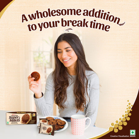 Sunfeast Farmlite Super Millets Ragi and Jowar Chocochip Cookies,Delightfully Tasty & Crunchy