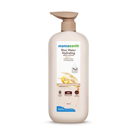 Mamaearth Rice Water Hydrating Body Lotion 48 Hrs Moisturization Nourishes Skin 7in1 Total Care