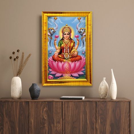 eCraftIndia Dhana Vaibhav Laxmi Devi Photo Frame(Wood, 4 x 6 Inch)