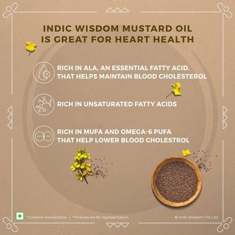 Indic Wisdom Mustard (Sarson) Wood Pressed Oil | Cold Pressed - Extracted on Wooden Churner