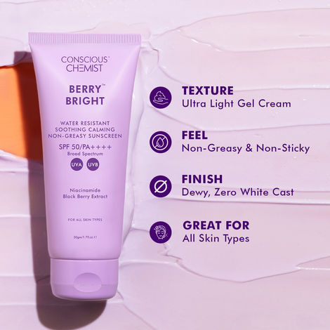 Conscious Chemist Berry Bright Water Resistant Non-Greasy Sunscreen SPF 50 PA++++