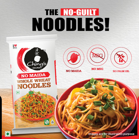 Ching's Secret Whole Wheat Noodles | No Maida | Air Dried-Not Fried | High Fiber Atta Noodles