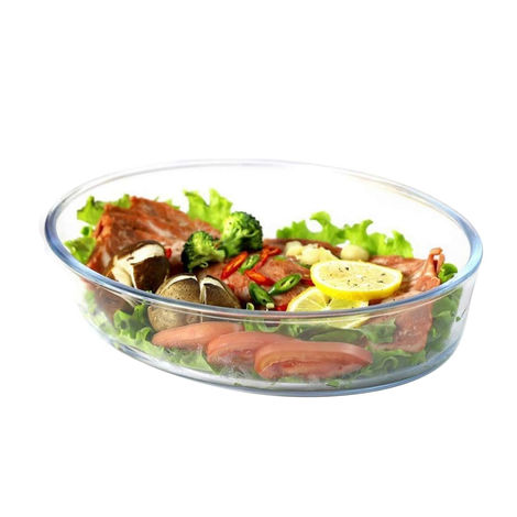 Femora Oval Baking Dish 1.6L Borosilicate Glass Microwave & Oven Safe