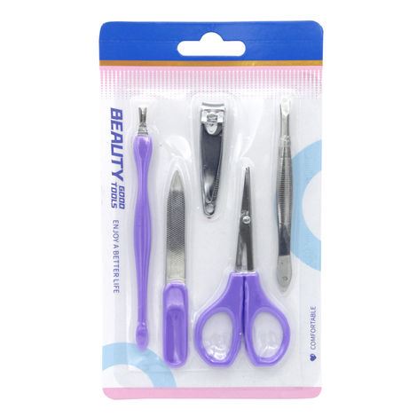 Manicure Pedicure Kit 5 In 1 | Nail Clipper, Nail Filer, Scissors, Tweezer & Cuticle Remover (Colour May Vary)
