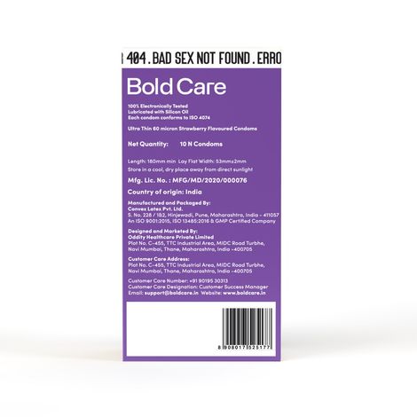 Bold Care 404 By Bold Care Strawberry Flavoured Condoms