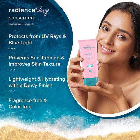 Aqualogica Radiance+ Dewy Lightweight Sunscreen Gel SPF 50+ PA+++ for Oily & Acne-Prone Skin