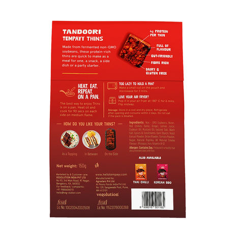 Hello Tempayy 28g Protein Tandoori Tempeh Thins - Sandwiches & Wraps