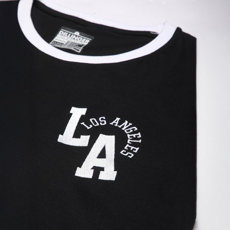 Dillinger Women's Short Sleeve Boxy Regular Varsity Embroidery T-shirt | Black - XL