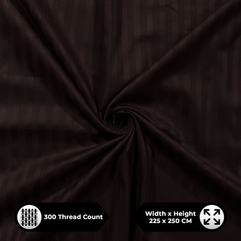 Story@Home 300 TC Dark Brown Stripes Microfiber Double Size bedsheet with 2 Pillow Covers