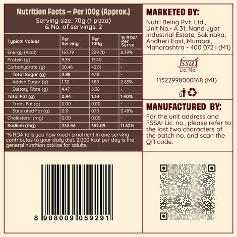 The Health Factory Zero Maida Pizza Base | Clean Label - Not Brown