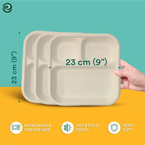 ECO SOUL 10 Count | 3CP Disposable Meal Tray/Plate