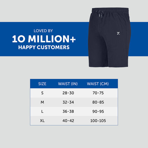 XYXX Ace Cotton Modal solid Shorts | 2 Side Pocket with zip | Dress Blue- S