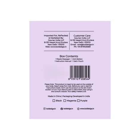 Boldedge Ripple Mini Bullet Personal Mssager - Magenta