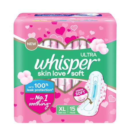 Whisper Ultra Soft Sanitary Pads | XL | 15 pcs