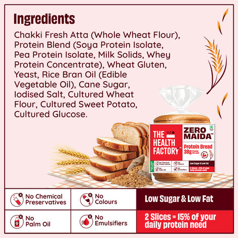 The Health Factory Zero Maida Protein Bread | Clean Label - Not Brown