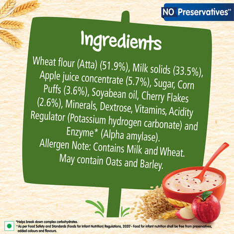 Nestle CERELAC Wheat Apple Cherry Baby Food Cereal, No Preservatives, 8 to 24 Months