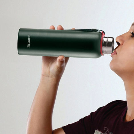 Borosil Hydra Trek Water Bottle - 700 ml | Green | Stainless Steel Double Wall Vacuum Insulated Flask